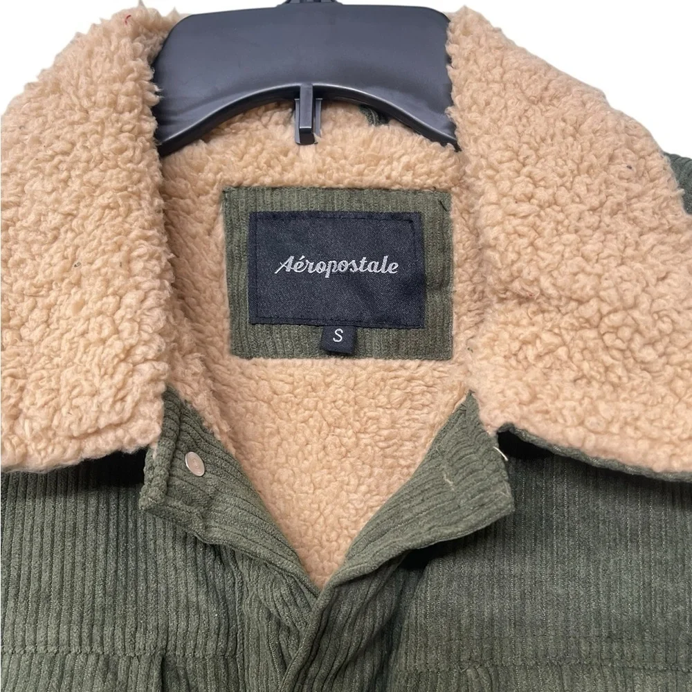 Aeropostale Men's Dark Olive Sherpa Jacket size S